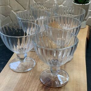 LUMINARC | Set if 6 | Glass Ribbed Pedestal Dessert Bowls.